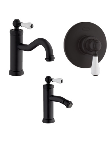 Set Rubinetti Jacuzzi per lavabo e bidet senza scarico e doccia incasso serie Tosca YO nero opaco - Climaway