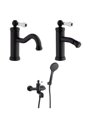 Set Rubinetti Jacuzzi per lavabo e bidet senza scarico e vasca serie Tosca YO nero opaco - Climaway