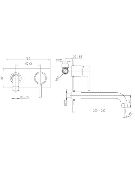 Rubinetto Jacuzzi a incasso con piastra per lavabo serie Sunset senza scarico per piletta click clack 0SU00497JA03 cromato - ...