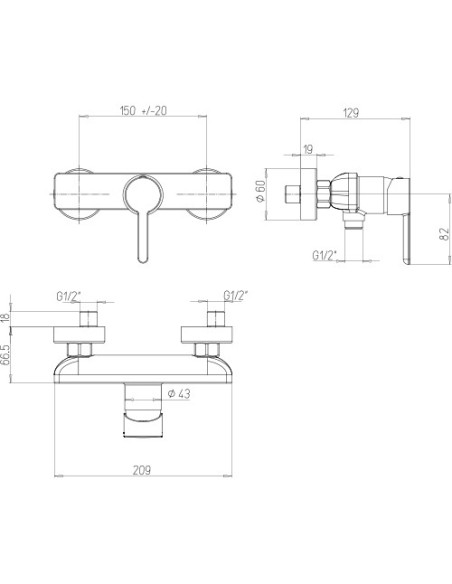 Miscelatore Jacuzzi esterno per doccia serie Sunset 0SU00028JA01 cromato - Climaway