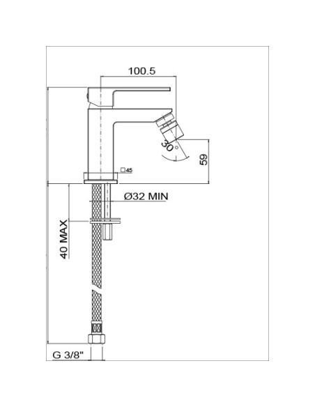 Rubinetto Miscelatore monoforo per bidet serie Twinkle YO Jacuzzi senza scarico 0TWYO092JA00 nero opaco - Climaway