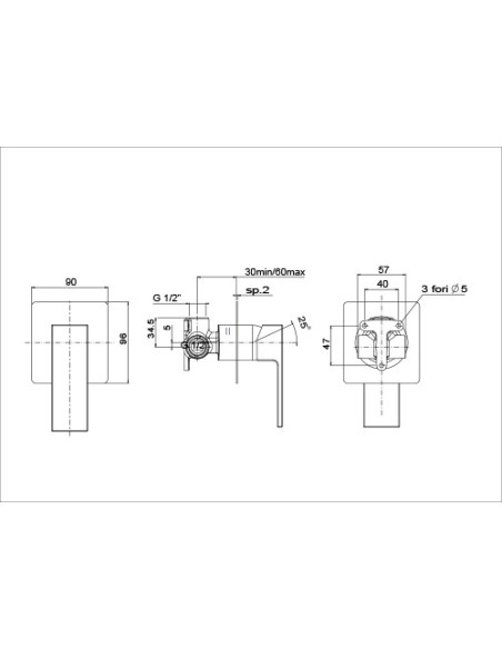 Miscelatore Jacuzzi incasso ad 1 uscita per doccia serie Twinkle YO 0TWYO410JA00 nero opaco - Climaway