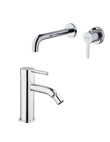 Set Rubinetti Jacuzzi per lavabo a parete e bidet senza scarico serie Sunset cromato - Climaway