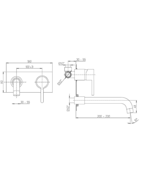 Set Rubinetti Jacuzzi per lavabo a parete con piastra e bidet senza scarico serie Sunset cromato - Climaway