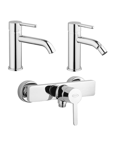 Set Rubinetti Jacuzzi per lavabo e bidet senza scarico e doccia esterno serie Sunset cromato - Climaway