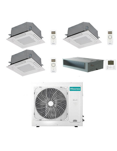 Climatizzatore Condizionatore Hisense Cassetta 4 vie + Canalizzato R32 Quadri Split Inverter 9000 + 9000 + 18000 + 18000 BTU ...