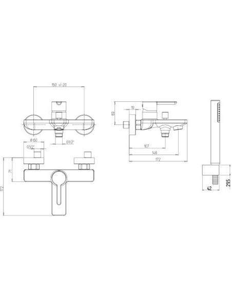 Set Rubinetti Jacuzzi per lavabo e bidet senza scarico e vasca serie Sunset cromato - Climaway