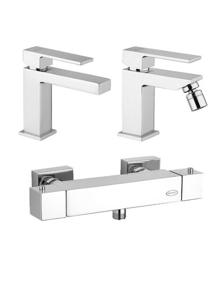 Set Rubinetti Jacuzzi per lavabo e bidet senza scarico e doccia esterno serie Twinkle cromato - Climaway