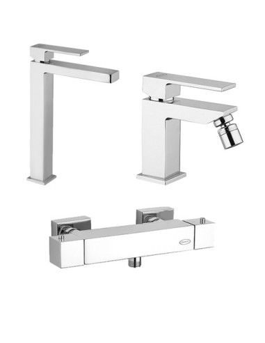 Set Rubinetti Jacuzzi per lavabo alto e bidet senza scarico e doccia esterno serie Twinkle cromato - Climaway