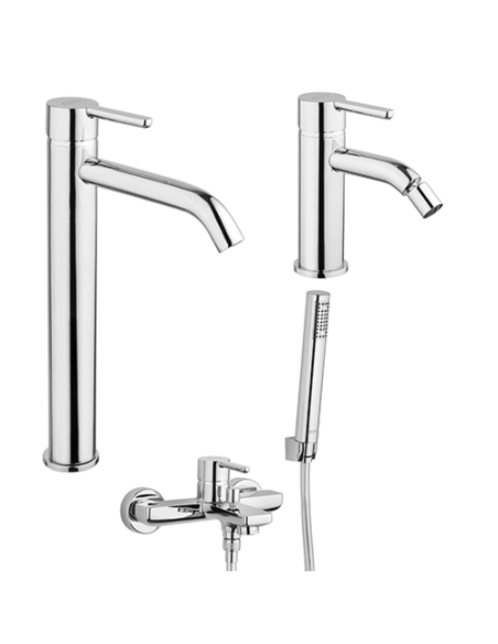 Set Rubinetti Jacuzzi per lavabo alto e bidet senza scarico e vasca serie Sunset cromato - Climaway