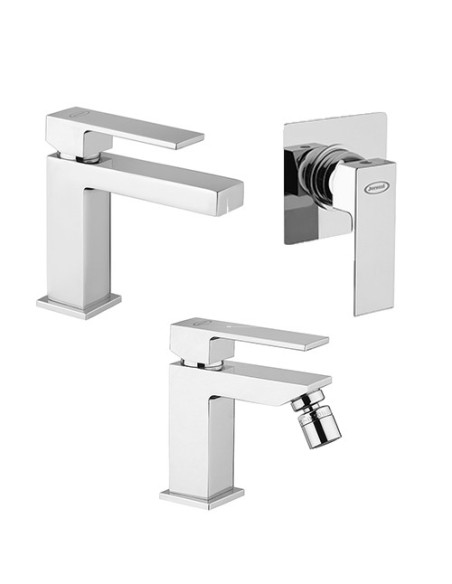 Set Rubinetti Jacuzzi per lavabo e bidet senza scarico e doccia incasso serie Twinkle cromato - Climaway