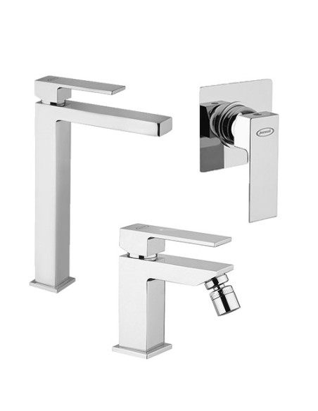 Set Rubinetti Jacuzzi per lavabo alto e bidet senza scarico e doccia incasso serie Twinkle cromato - Climaway