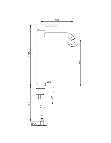 Rubinetto Jacuzzi per lavabo alto serie Sunset YO senza scarico 0SUYO493JA01 nero opaco - Climaway