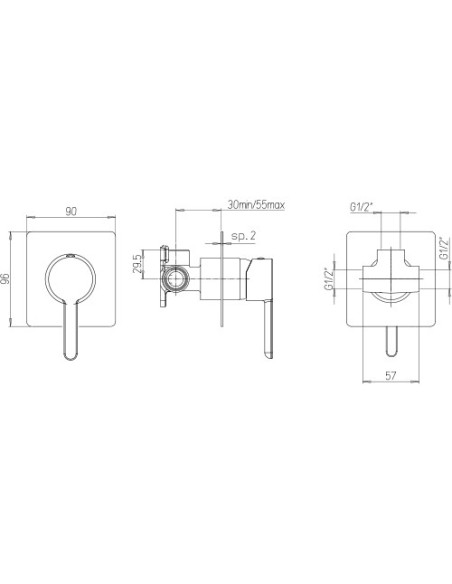 Miscelatore Jacuzzi incasso per doccia ad 1 uscita serie Sunset YO 0SUYO410JA01 nero opaco - Climaway