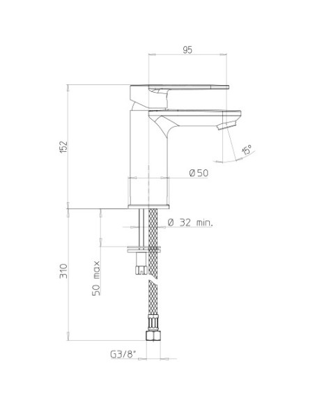 Rubinetto Miscelatore monoforo per lavabo serie Borea Jacuzzi senza scarico 0BO00086JA00 cromato - Climaway