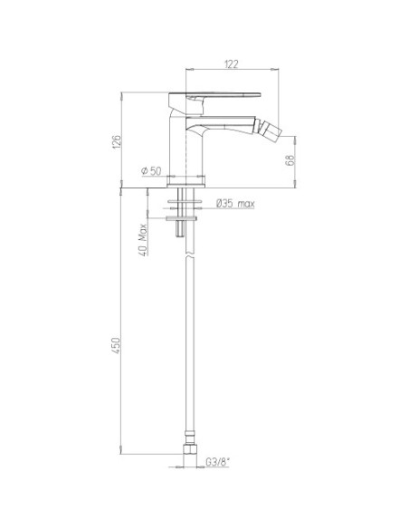 Rubinetto Miscelatore monoforo per bidet serie Borea Jacuzzi senza scarico 0BO00092JA01 cromato - Climaway