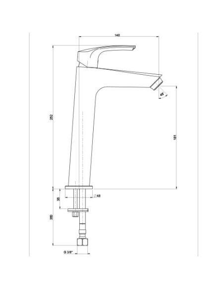 Rubinetto Miscelatore monoforo per lavabo alto serie Lucente Jacuzzi senza scarico 0LU00493JA00 cromato - Climaway