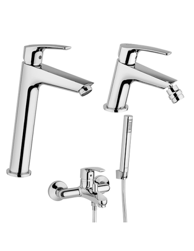 Set Rubinetti Jacuzzi per lavabo alto e bidet senza scarico e vasca serie Lucente cromato - Climaway