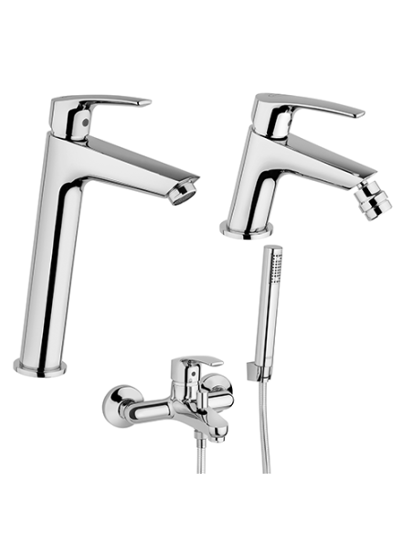 Set Rubinetti Jacuzzi per lavabo alto e bidet senza scarico e vasca serie Lucente cromato - Climaway