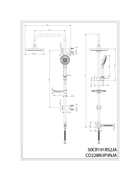 Colonna doccia Jacuzzi serie Easy regolabile a fori esistenti con deviatore meccanico 0EA00846JA00 - Climaway