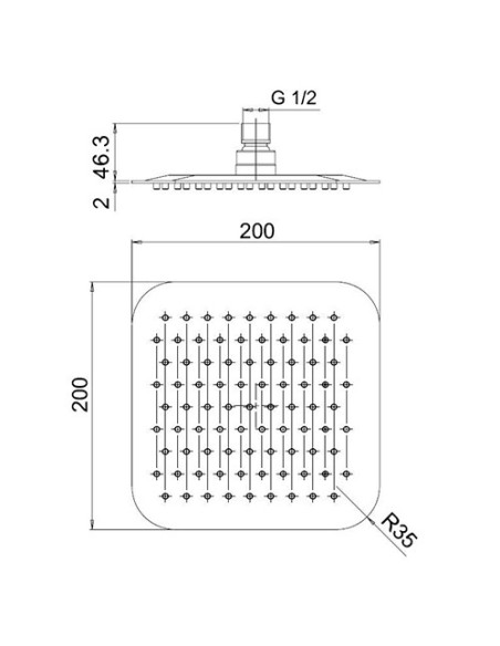 Soffione Jacuzzi Quadro in acciaio inox ultrapiatto 200x200 mm art. 1811054JA00 - Climaway