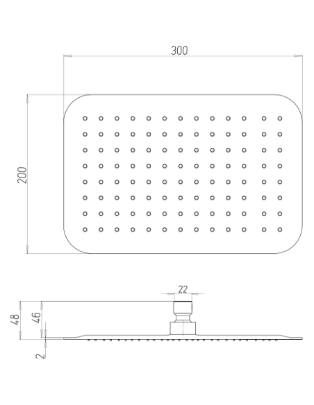 Soffione Jacuzzi Quadro in acciaio inox ultrapiatto 300x200 mm art. 1811059JA00 - Climaway