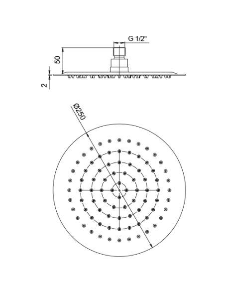 Soffione Jacuzzi tondo in acciaio inox ultrapiatto diametro 250mm art. 1811052JAYO nero opaco - Climaway