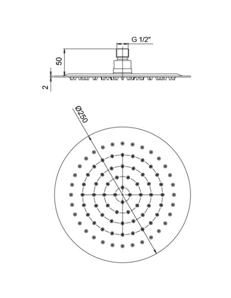 Soffione Jacuzzi tondo in acciaio inox ultrapiatto diametro 250mm art. 1811052JA00 - Climaway