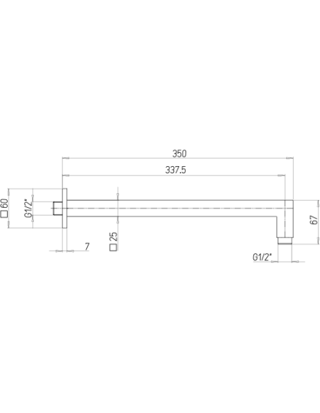 Braccio doccia Jacuzzi a parete lunghezza 350mm sezione quadra 25x25mm art. 1111007JAYO nero opaco - Climaway