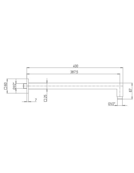 Braccio doccia Jacuzzi a parete lunghezza 400mm sezione quadra 25x25mm art. 1111009JA00 cromato - Climaway