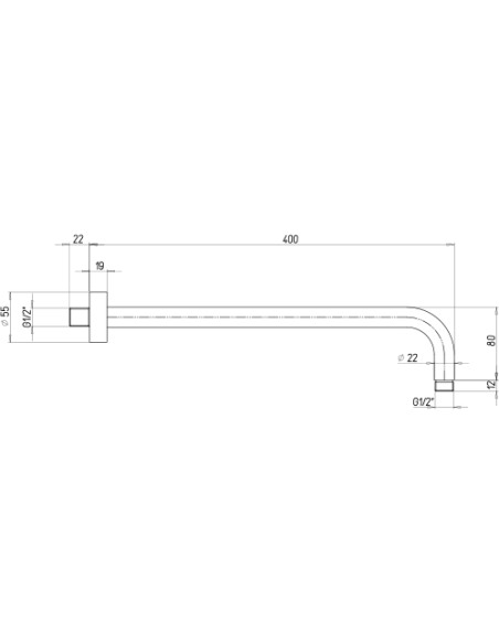 Braccio doccia Jacuzzi tondo a parete lunghezza 400mm diam. 22 mm art. 1111073JA00 cromato - Climaway