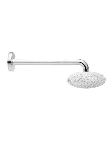 Set soffione doccia tondo Jacuzzi da 20 cm in acciaio inox ultrapiatto e braccio doccia tondo da 30 cm cromato - Climaway