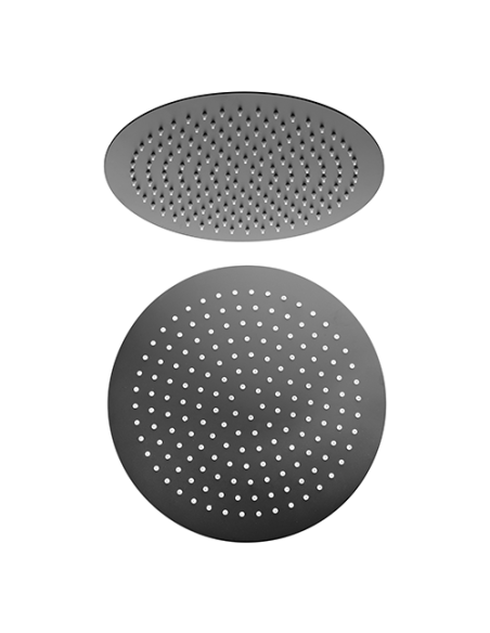 Set soffione doccia tondo Jacuzzi da 20 cm in acciaio inox ultrapiatto e braccio doccia tondo da 30 cm nero opaco - Climaway