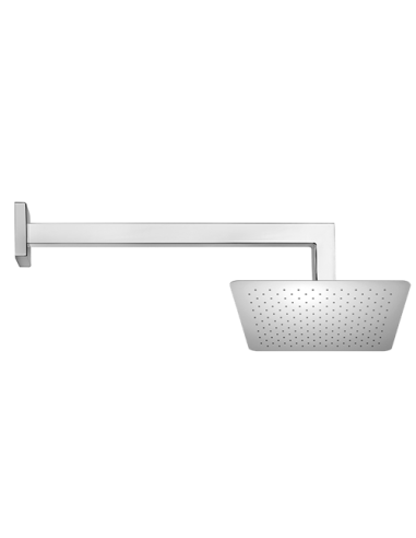 Set soffione doccia quadro Jacuzzi da 30 cm in acciaio inox ultrapiatto e braccio doccia quadro da 40 cm cromato - Climaway