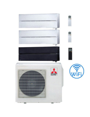 Climatizzatore Condizionatore Mitsubishi Kirigamine Style Wifi R32 Bianco e Nero Trial Split Inverter 9000 + 9000 + 12000 BTU...