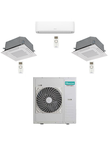 Climatizzatore Condizionatore Hisense Hi Comfort più Cassetta 4 vie Wifi R32 Trial Split Inverter 12000 + 18000 + 18000 BTU c...