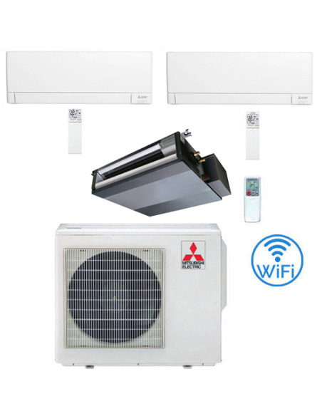 Climatizzatore Condizionatore Mitsubishi Canalizzabile + MSZ-AY R32 SEZ-M DA Trial Split Inverter 9000 + 9000 + 18000 BTU con...