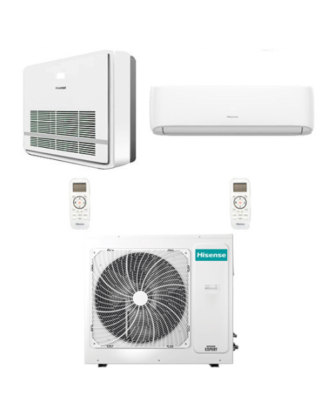 Climatizzatore Condizionatore Hisense Console + Hi Comfort R32 Dual Split Wifi Inverter 18000 + 18000 BTU con U.E. 3AMW72U4RJ...