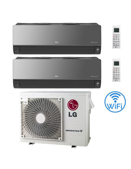 Climatizzatore Condizionatore LG Artcool Mirror UVnano R32 Wifi Dual Split inverter 9000 + 18000 BTU con U.E. MU3R19 Classe A...