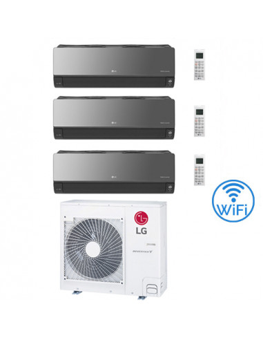 Climatizzatore Condizionatore LG Artcool Mirror UVnano R32 Wifi Trial Split inverter 9000 + 9000 + 18000 BTU con U.E. MU4R25 ...