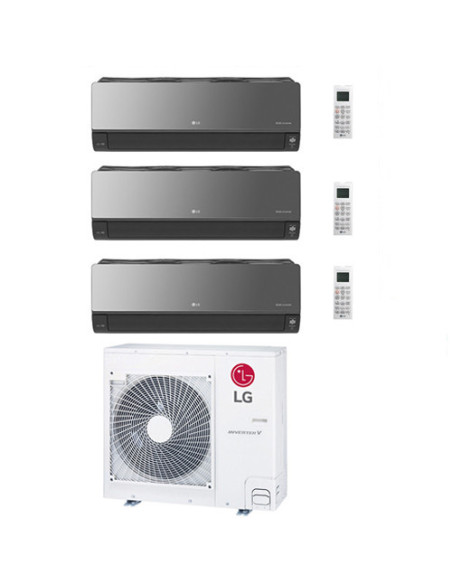 Climatizzatore Condizionatore LG Artcool Mirror UVnano R32 Wifi Trial Split inverter 9000 + 9000 + 18000 BTU con U.E. MU4R25 ...