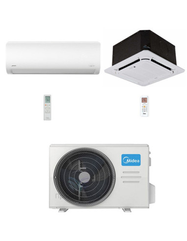 Climatizzatore Condizionatore Midea Cassetta 4 vie Compatta + Xtreme R32 Dual Split Inverter 12000 + 12000 BTU con U.E. M3OA-...