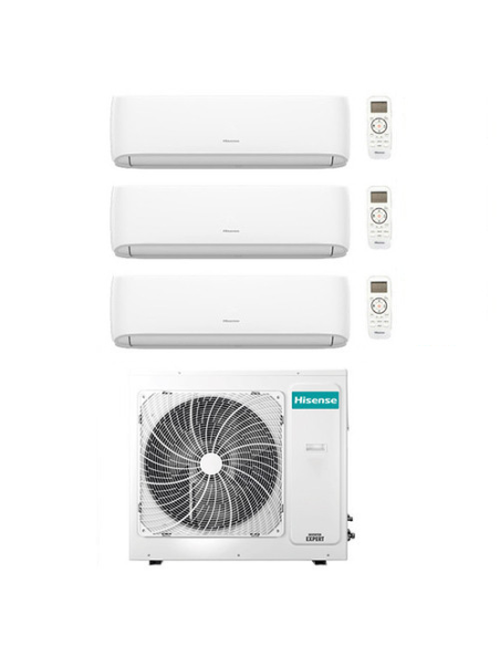 Climatizzatore Condizionatore Hisense Hi Comfort Wifi R32 Trial Split Inverter 7000 + 9000 + 9000 BTU con U.E. 4AMW81U4RJC Cl...