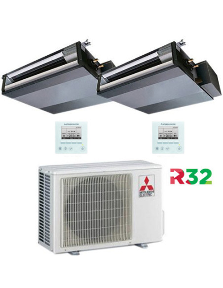 Climatizzatore Condizionatore Mitsubishi Canalizzabile R32 SEZ-M DA Dual Split Inverter 9000 + 9000 BTU con U.E. MXZ- 2F33VF ...