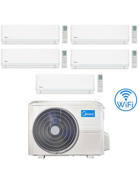 Climatizzatore Condizionatore Midea Evolution WiFi R32 Penta Split 9000 + 9000 + 9000 + 12000 + 18000 BTU con U.E. M5OE-42HFN...