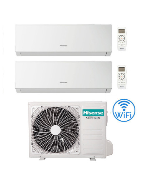 Climatizzatore Condizionatore Hisense New Comfort con Wifi R32 Dual Split Inverter 7000 + 9000 BTU con U.E. 2AMW35U4RGC Class...