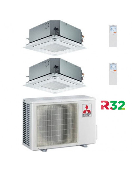 Climatizzatore Condizionatore Mitsubishi Cassetta R32 SLZ-M Dual Split Inverter 12000 + 12000 BTU con U.E. MXZ-3F68VF Classe ...