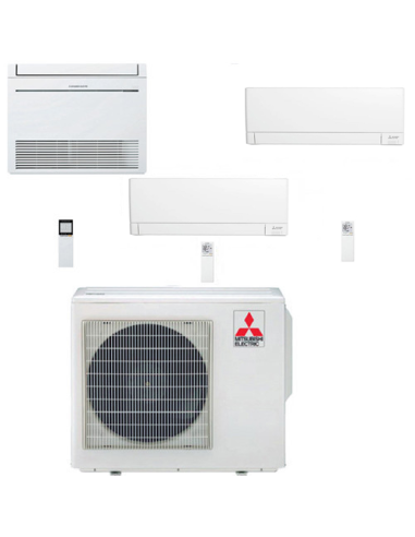 Climatizzatore Condizionatore Mitsubishi Pavimento Serie M MFZ-KT + parete MSZ-AY Trial Split Inverter 9000 + 9000 + 12000 BT...