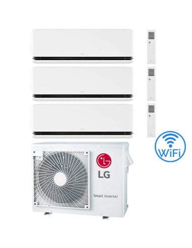 Climatizzatore Condizionatore LG Dualcool Deluxe R32 Wifi Trial Split Dual Inverter 9000 + 12000 + 12000 BTU con U.E. MU3R21 ...