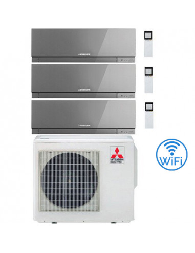 Climatizzatore Condizionatore Mitsubishi Kirigamine Zen Wifi Argento Trial Split Inverter 9000 + 9000 + 15000 BTU con U.E. MX...